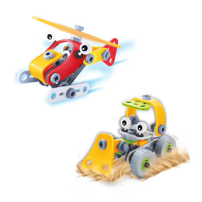 Science4you - Primo kit di costruzione per bambini dai 4 anni - Laboratorio di meccanica con 6 giocattoli da costruzione e oltre 160 pezzi: trattore giocattolo, set di attrezzi per bambini, giocattoli