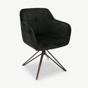 Venice Dining Chair, Black Velvet & Black legs