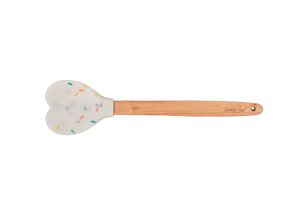 Witte siliconen hartvormige lepel met hagelslag 27 cm Isabelle Rose