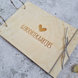 Houten bewaarbundel | Geboortekaartjes | Hartje | A5