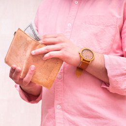 Klassisk brun kork bifold pung- BAG-2072