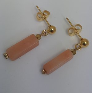 Oorbel edelsteen Rechtek roestvrij staal verguld