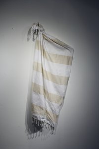 SALE HAMAM Cloth Medium Striped Taupe/White