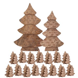 Decof Figuur Tree 2er Set houten figuur H23/20 cm hoofddoos 16-delige kerstdecoratie mango hout