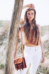 Nandi læder skuldertaske