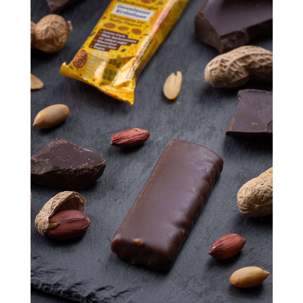 Tavoletta di cioccolato Gourmet "Salty Peanut" 25g - Cioccolato vegano, senza zuccheri aggiunti e senza glutine