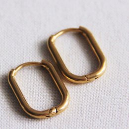 Stainless steel creole oval hoop earrings, 16mm in size, with a basic gold finish.