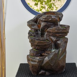 Fontaine XL- Niagara - Intérieur et Extérieur Cascade 5 Niveaux – Fontaine Jardin Terrasse Salon Nature Zen Lumière LED