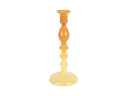  "Wooden candle holder, tall cylindrical shape, natural wood tones, amber and cream colors, elegant pedestal base"