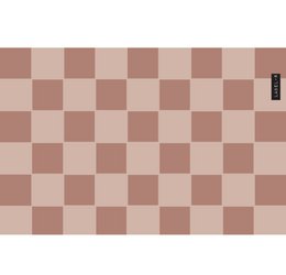 Inductiebeschermer geblokt terra oudroze 80x52cm, a square-patterned induction protector in an old rose color, measuring 80x52cm.