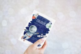 Set met uitnodigingskaarten voor astronauten om in te vullen, inclusief enveloppen voor verjaardagen van kinderen in de ruimte of verjaardagen van astronauten