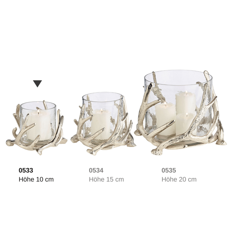 EDZARD Kingston lanterne, gevir design, aluminium, sølvfarvet, med glas, højde 13 cm, ø 15 cm