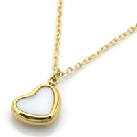 C-C2.3 N2517-014G S. Steel Necklace 10mm Heart MOP 40-45cm