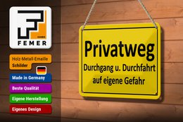Tin sign note 18x12cm private path yellow decoration