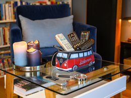 Volkswagen VW T1 Bus 3D Neopren Universaltasche - Klein - /Rot & Schwarz