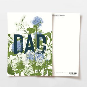 Father's Day card DAD with blue and white flowers, FSC certified