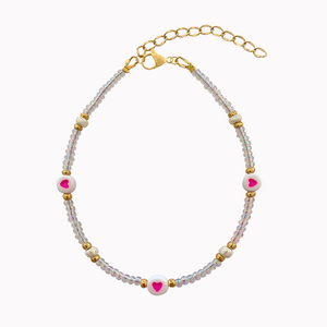 Gold anklet with hearts