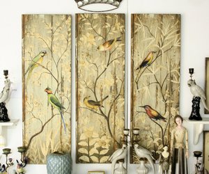 Wall plate Birds wood, 3 ass. 35x107cm