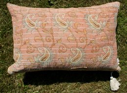 Funda de cojín Vintage Kantha 50x70 cm naranja pastel