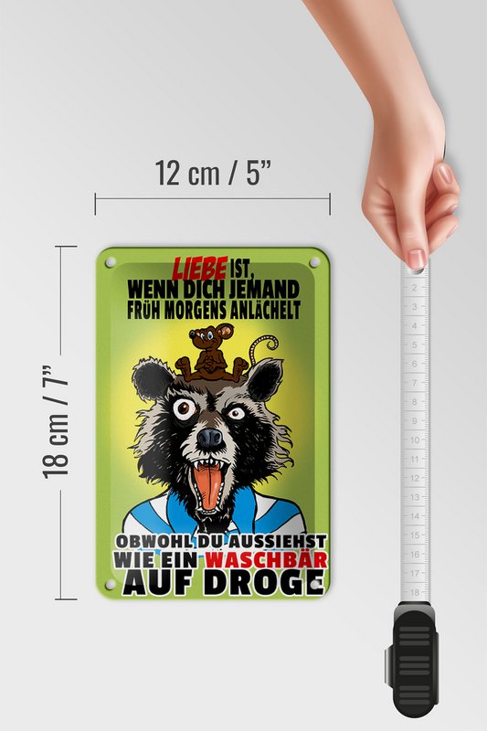 Tin sign saying 12x18cm Love is when you smile at me in the morning sign