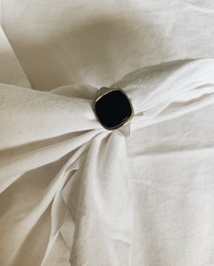 Onyx Sky Signet Ring - Silver