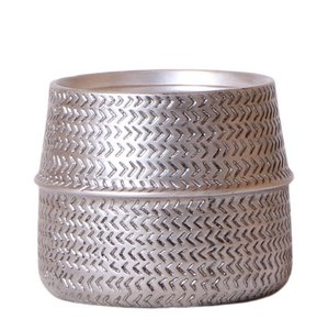 Kolibri Home | Groove Flowerpot - Silber Keramik Sierpot - Ø9cm
