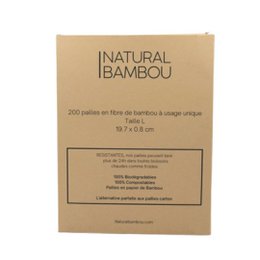  Box of 250 bamboo fiber cocktail straws, natural bamboo material, reusable and eco-friendly, suitable for various drinks.