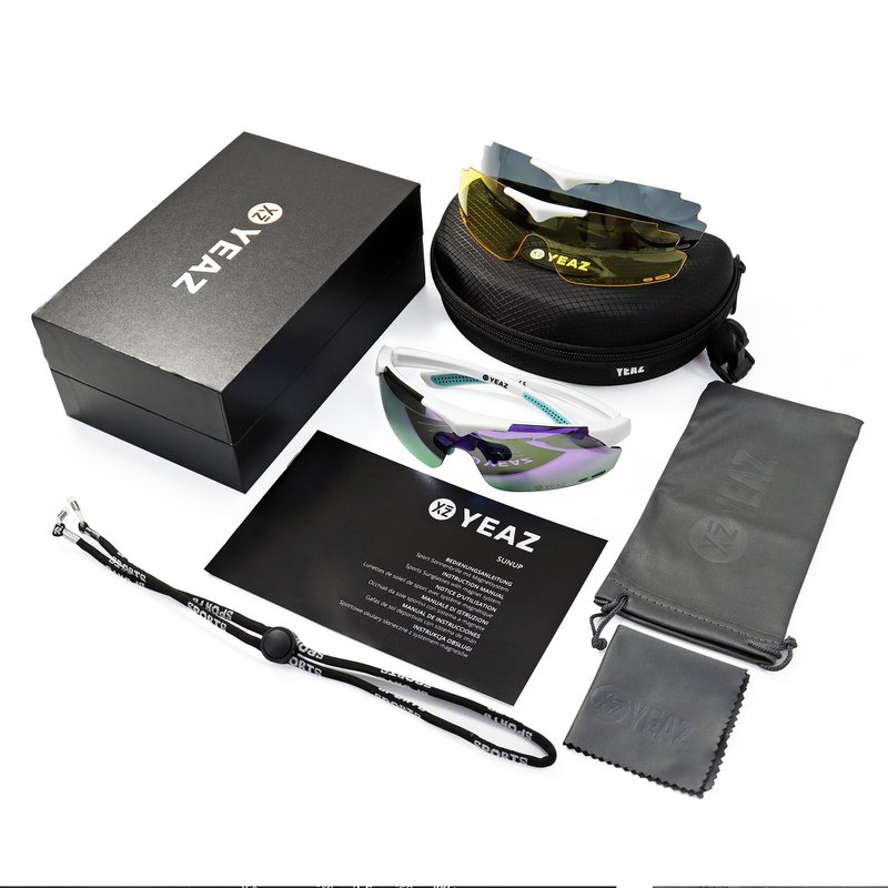 SUNUP Set Magnet-Sport-Sonnenbrille Matt weiß /  Full Revo Purple