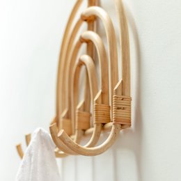 Rattan knagerækker knagebeige beige vægkroge MAKU (2 størrelser)