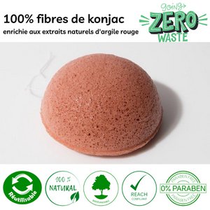 Zero waste konjac natural face with red clay