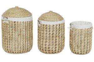 KLEIDUNGSKORB-SET 3 LEINENFASER 46X46X69 NATURAL DC209064