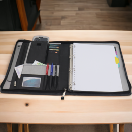 Læder skriveetui A4 - Konferencemappe - Dokumentmappe A4 - Tablet-sleeve & Laptop-sleeve - Aftageligt ringbind