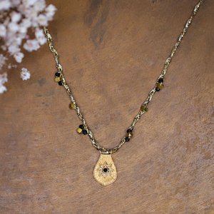 Geflochtene Halskette mit Polki-Diamantanhänger