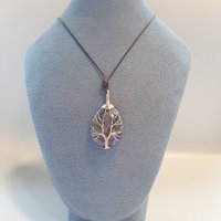 Women's necklace of natural stone, Tree of Life with Amethyst