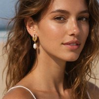 Cowrie Shell – Gold Shell Earrings with Pearl