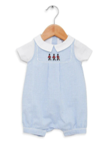 Romper Royal Guards Embroidery - Light Blue and White Striped