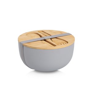 Salad bowl set, 4 pieces, bamboo/plastic, gray FSC 100%