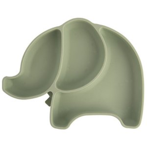 Teller für Kinder Silikon geteiltes grünes Elefant 23,5x19x3,5 cm