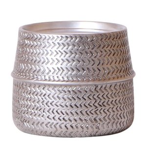Kolibri Home | Groove Flowerpot - Silber Keramik Sierpot - Ø12cm