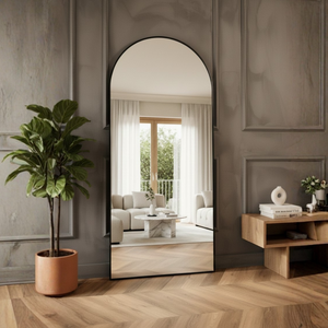 Boogspiegel Ravenna Slank Zwart Frame 80x180 cm