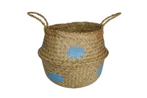 Zeegrasmand pastel blauwe stippen S Isabelle Rose