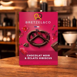 Bretzel dark chocolate - hibiscus flowers