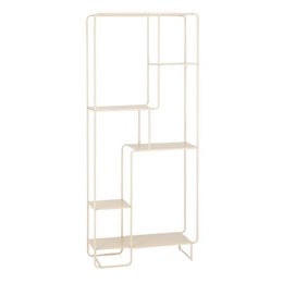Light brown iron wall cabinet with multiple shelves for storage and display.