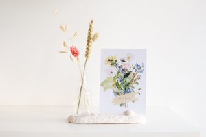 Keramiek Kaarthouder + Duurzame kaart + droogbloemen met vaasje