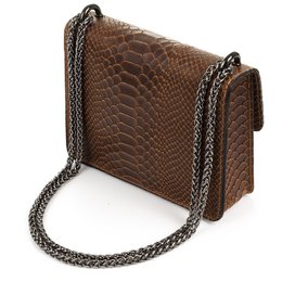 Firenze Artegiani. Lorenza Bolso de mano Mujer.Piel auténtica Gamuza Grabado Serpiente