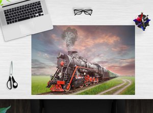 Dampflok schwarz - Schreibtischunterlage 60 x 40 cm