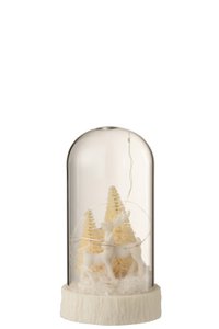 J-Line decoratie Stolp Hoog Herten - glas/polyresin - wit - S - LED