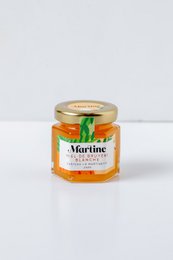 White heather honey 60gr. Honey product in a glass jar with orange label.