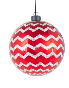 Anhänger Glaskugel rot zickzack ø15cm VE 6