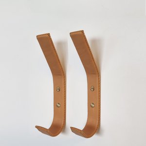 Leather coat hooks - natural color (2 pcs)
